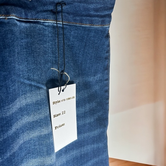 Home Folk Distressed Women's Dark Wash Blue Flare Jeans - Picture 5 of 14